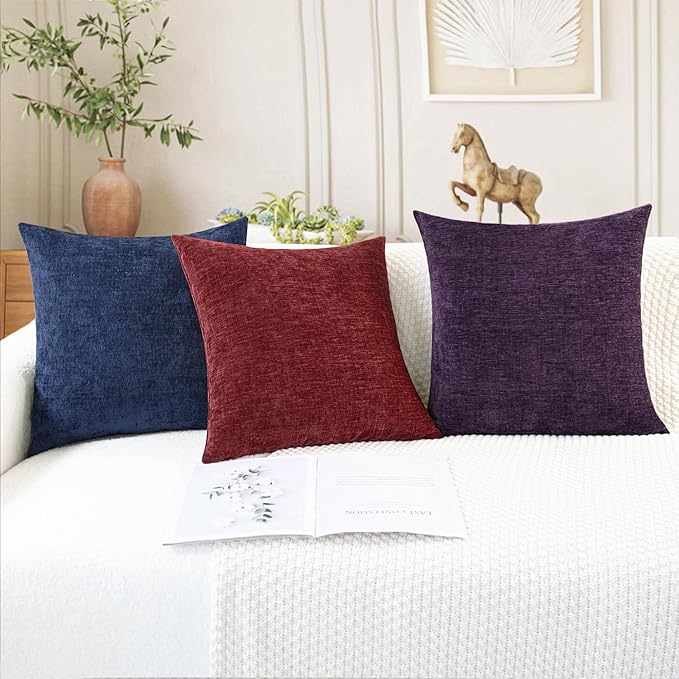 CaliTime Throw Pillow Covers Decorative 20 X 20 Inches Pack of 2 Cozy Chenille - Image 5