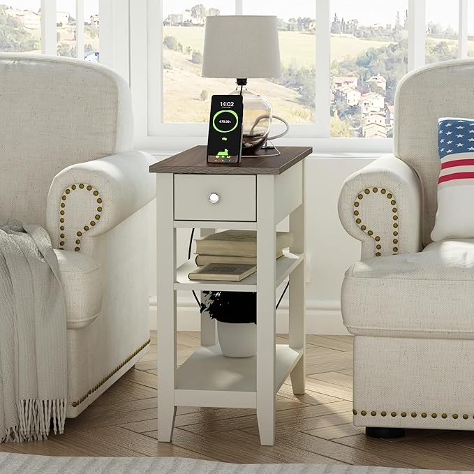 ChooChoo Farmhouse end Table Living Room Set of 2, Sofa Side Table Living Room - Image 5