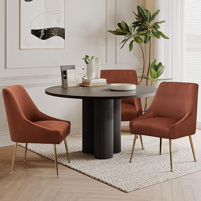 Modern Velvet Dining Chairs Set of 2, Contemporary Upholstered Furniture - Image 4