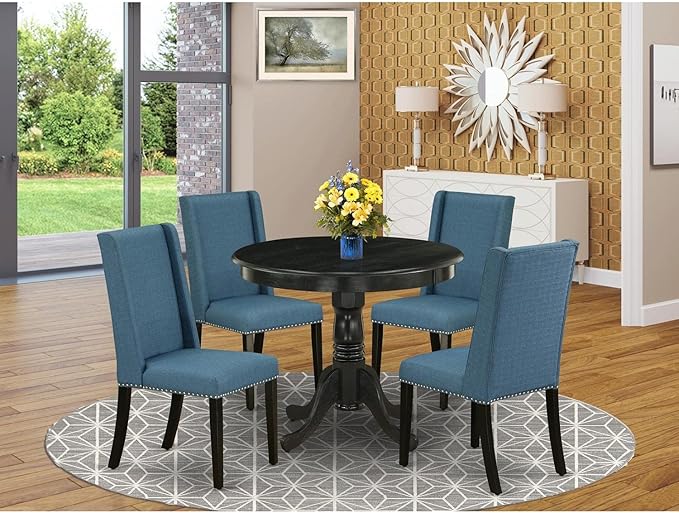 East West Furniture ANFL5-ABK-21 5 Piece Dinette Set - Image 6