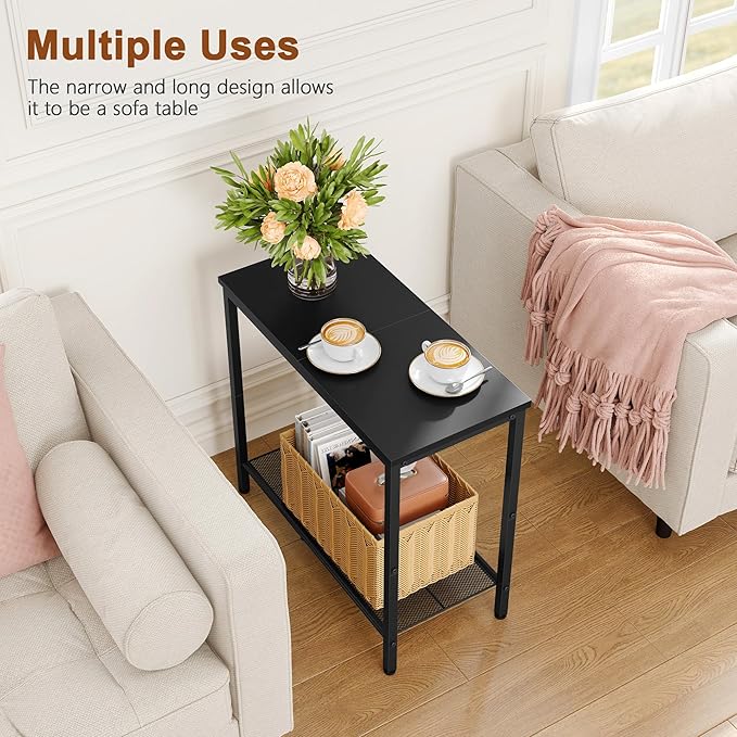 Hoctieon 2 Tier End Table, Sofa Side Table, Narrow Side Table - Image 5