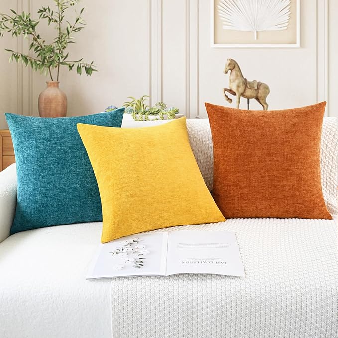 CaliTime Throw Pillow Covers Decorative 22 X 22 Inches Pack of 2 Cozy Chenille - Image 5