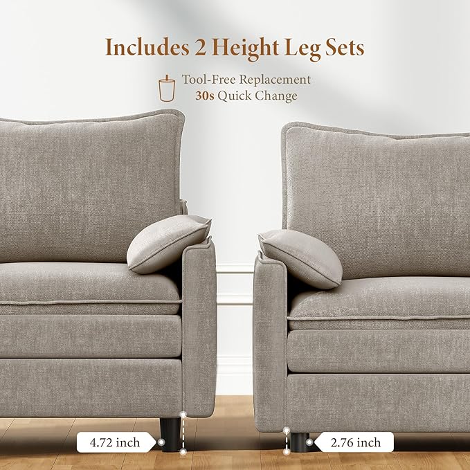 Vesgantti 74" Loveseat Sofa for Living Room, Comfy Cloud Couch Deep Seat - Image 3