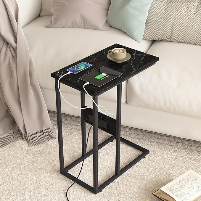 VECELO C Shaped End Side Table - Image 2