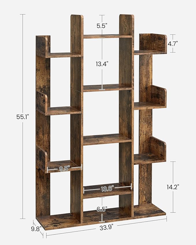 VASAGLE Bookshelf, Tree-Shaped Bookcase - Image 3