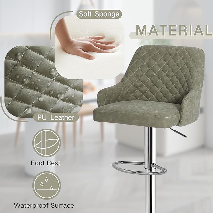 VECELO Bar Stools Set of 4, Adjustable Bar Stools - Image 4