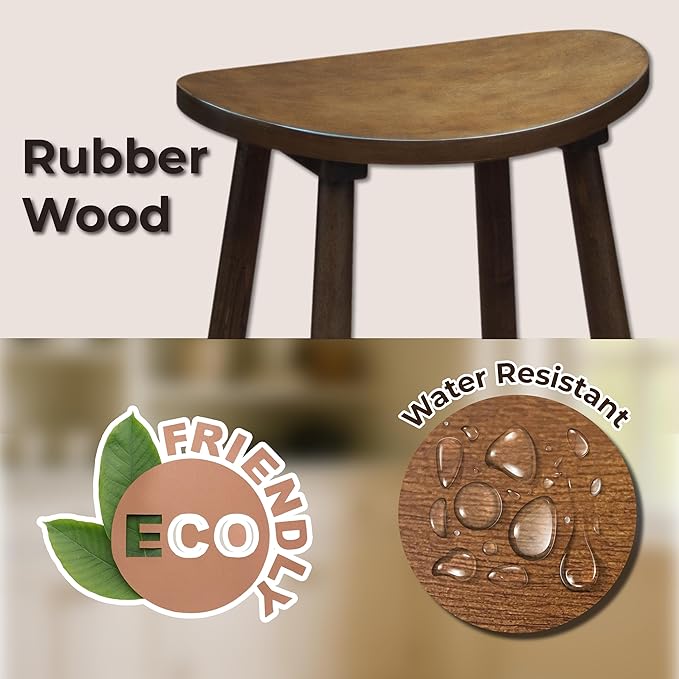 Nora 25" Counter Height Bar Stool, Backless Wooden Stool - Image 9