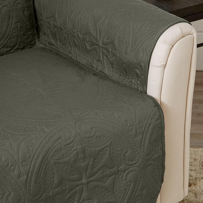 Great Bay Home Medallion Stitched Solid Furniture Protector Stain Resistant - Image 6