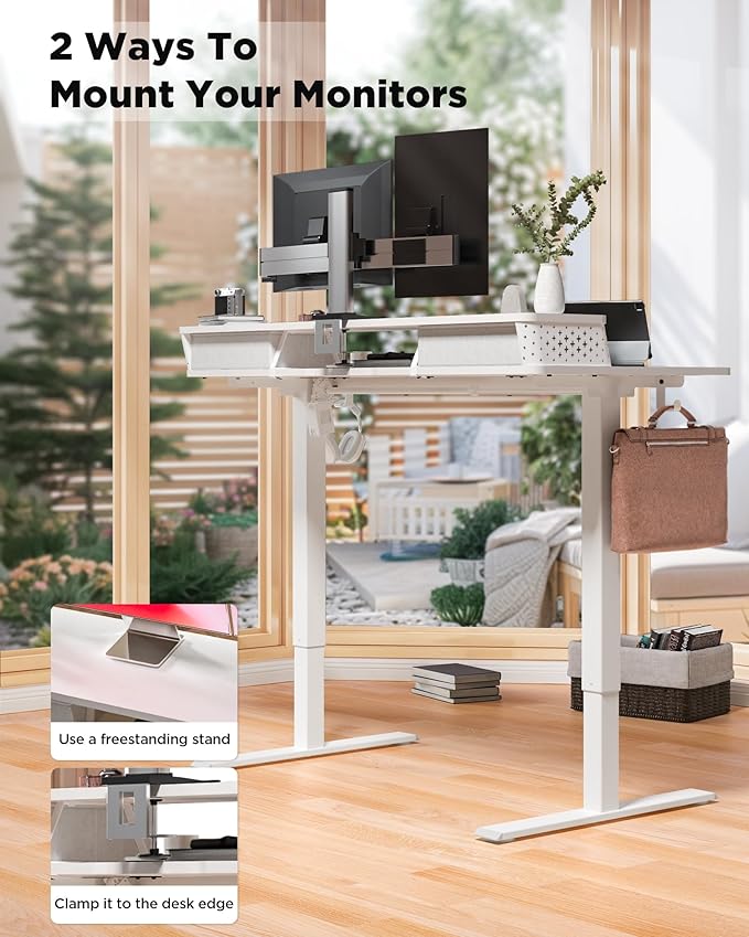 35x20 Inch Standing Desk with Double Drawers, C-Clamp Mount Compatible - Image 6