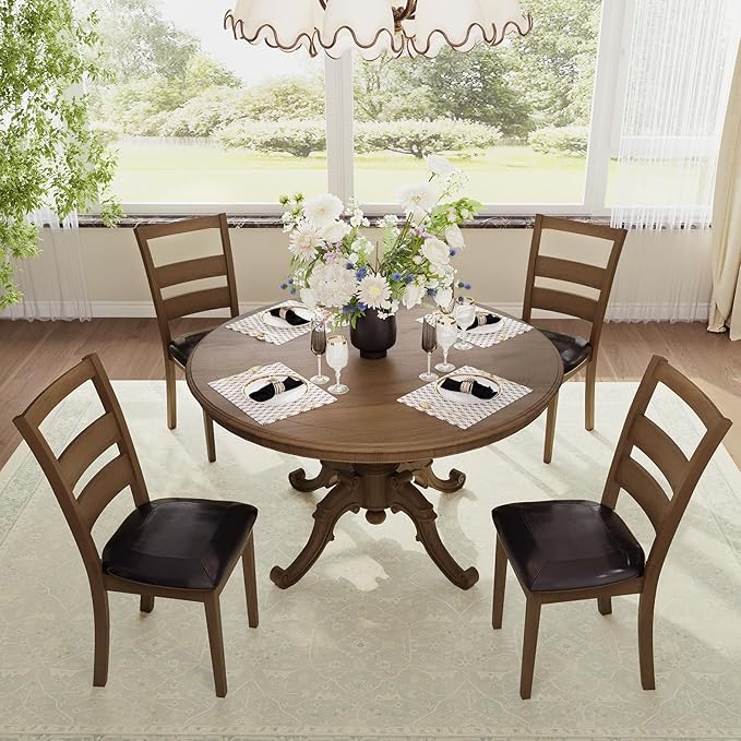 COLAMY Farmhouse Dining Chairs Set of 4, Upholstered Kitchen Chairs - Image 5