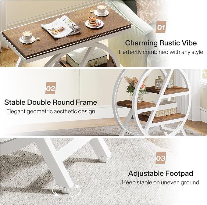 Tribesigns End Table Set of 2, 3-Tier Modern Narrow Side Table - Image 7