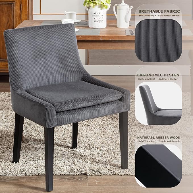 COLAMY Modern Dining Chairs Set of 6, Upholstered Corduroy Accent Side Leisure - Image 7