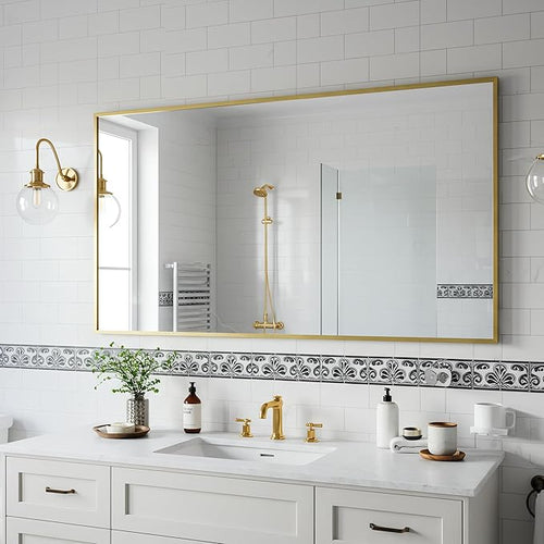 20x40 Inch Brass Bathroom Mirror - Image 2