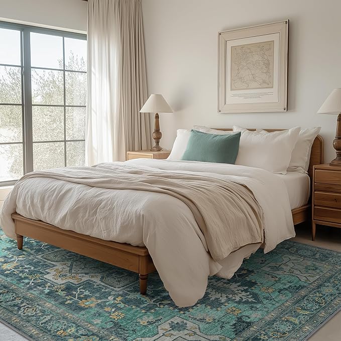 GENIMO 7'6''x9'6'' Area Rugs for Living Room, Machine Washable Non Slip Vintage - Image 2