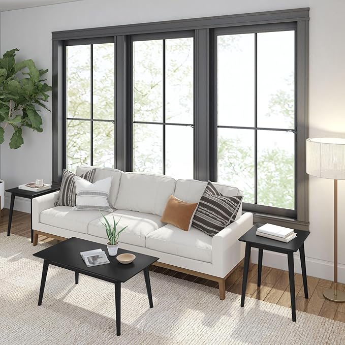 Plank+Beam 40 Inch Mid Century Modern Coffee Table, Wood Coffee Tables - Image 7