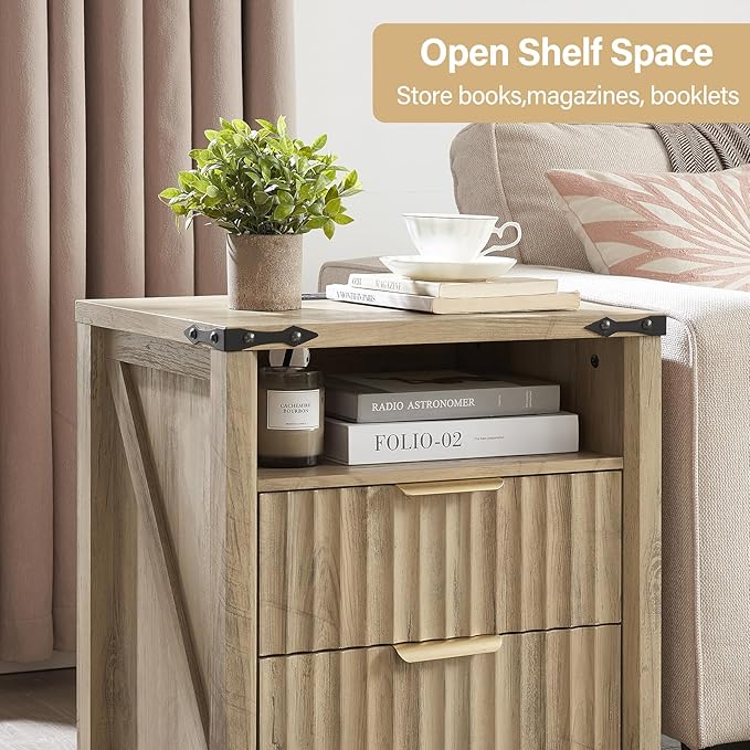 Fluted Nightstand with Charging Station - Image 5