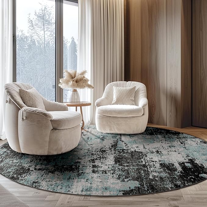 Washable Area Rugs 4ft Non-Slip Modern Abstract Soft - Image 8