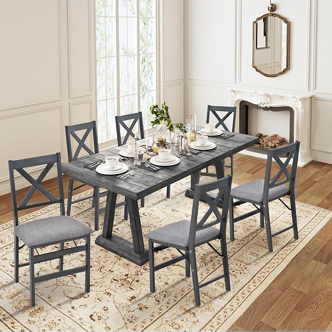 COLAMY Folding Dining Chairs Set of 2 – Dark Grey Upholstered Dining Room Chairs by COLAMYINC