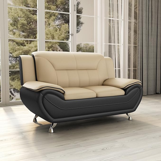 Container Furniture Direct Michael Modern Faux Leather Upholstered Stainless - Image 7