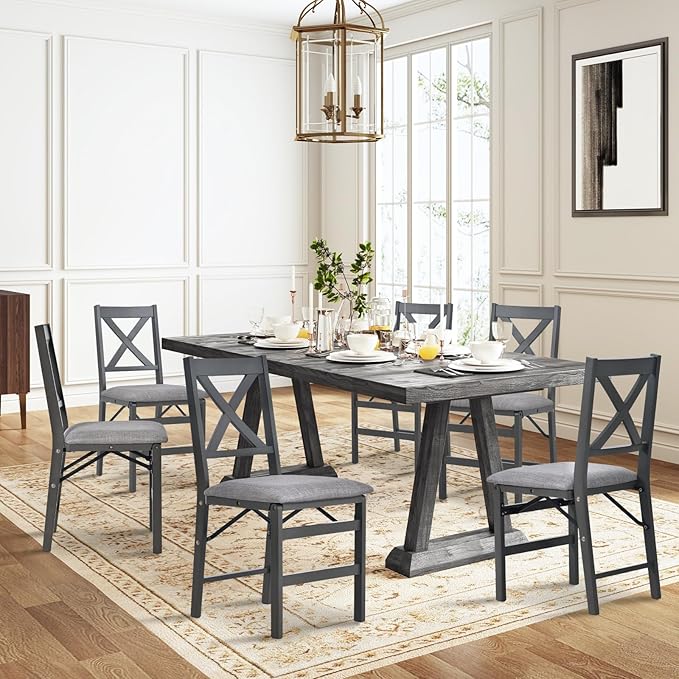 COLAMY Folding Dining Chairs Set of 2 – Dark Grey Upholstered Dining Room Chairs - Image 2