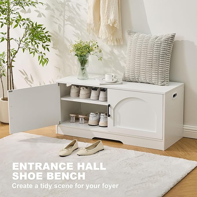 Storage Bench, 39.4" Shoe Bench - Image 3