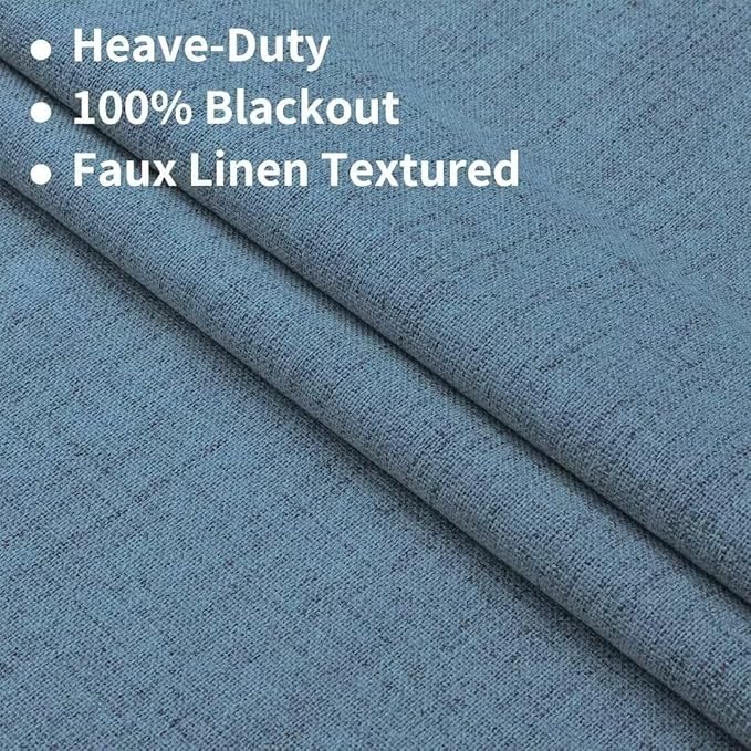 Joydeco Natural Linen Curtains 108 inch Length 2 Panels Set Burg 100% Blackout - Image 2