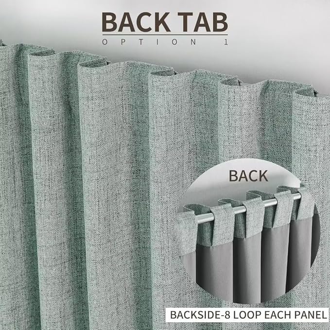 Joydeco Natural Linen Curtains 96 inch Length 2 Panels Set Burg 100% Blackout - Image 3