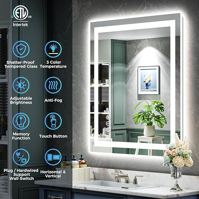 24x36 Inch LED Bathroom Mirror - Image 2