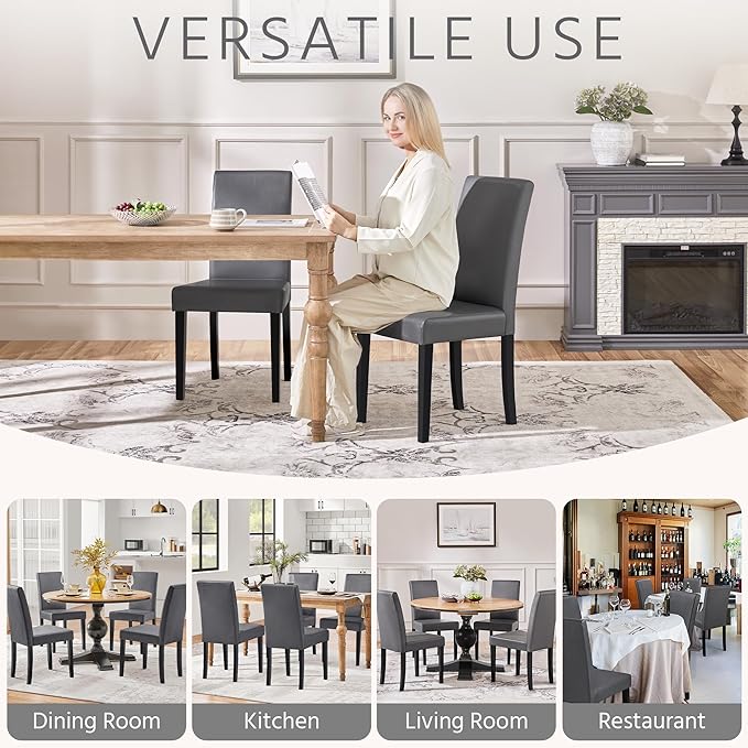 Yaheetech Dining Chairs Set of 4 PU Leather Upholstered Parsons Dining Chairs - Image 9