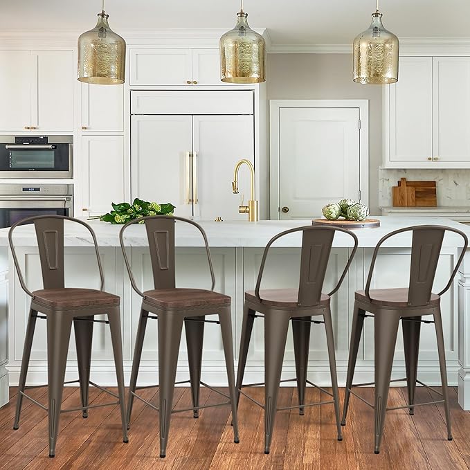 Yongqiang 26 inch Bar Stools Set of 4 Kitchen Counter Height Bar Chairs High - Image 7