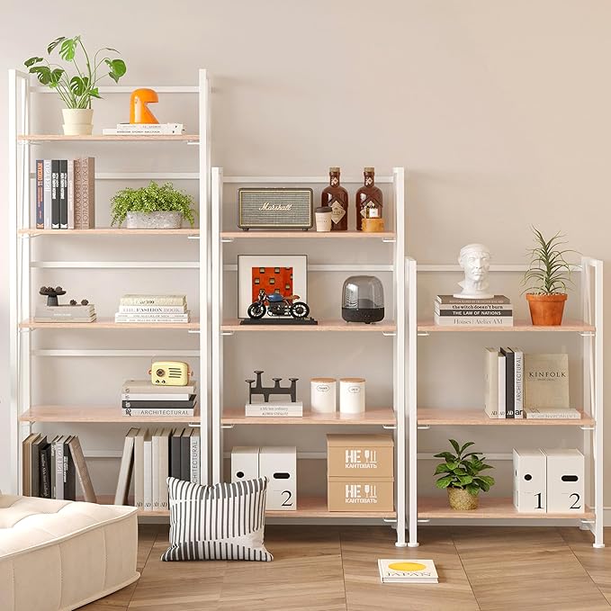 BHG Vintage Multifunctional Bookcase Folding Bookshelf, No-Assembly Plant Stand - Image 5