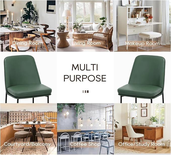 COLAMY Modern Dining Chairs Set of 2, Faux Leather Upholstered Dining Room - Image 4