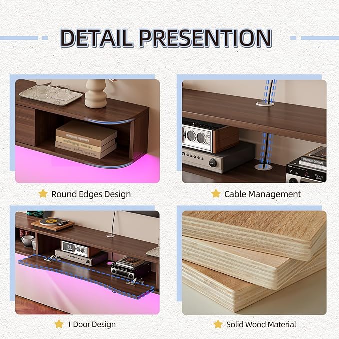 Floating TV Stand, Floating TV Console, Under TV Shelf - Image 8