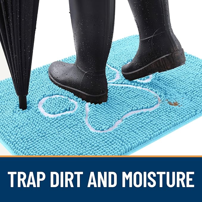 OLANLY Door Mat for Muddy Dog Paws 59x35, Ultra Absorbent Chenille Mud Doormat - Image 2