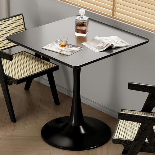 24" Black Tulip Table for Kitchen, Small Square Dining Table for 2 Person by Aofure