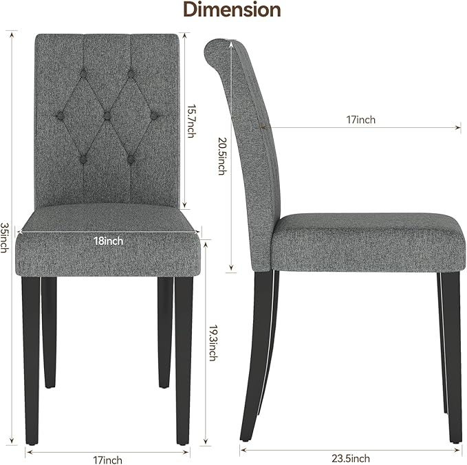 Upholstered Dining Chairs Set of 4, Button Tufted Parsons Dining Chair - Image 2