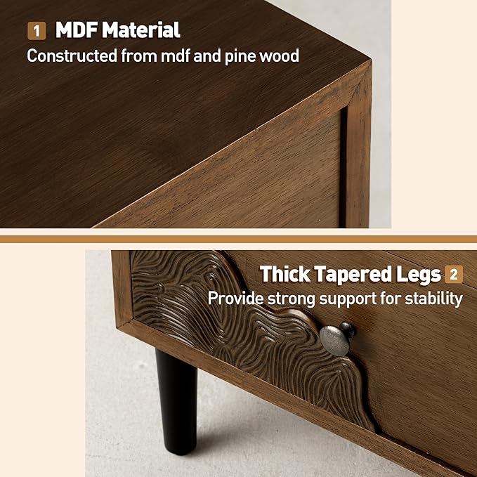 COSIEST Nightstand Set of 2, Mid Century Modern End Table - Image 6