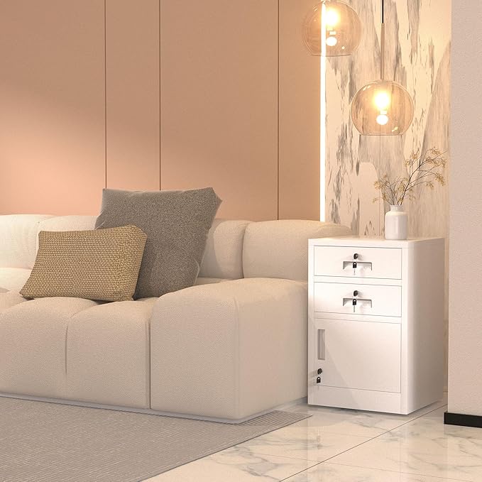 Metal Storage Cabinet with Locking Door and 2 Lockable Drawers - Image 4