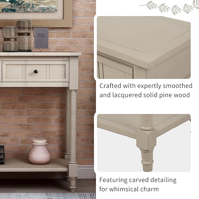 Bellemave Console Table with Drawers, Retro Entryway Table with 2 Drawers and - Image 3