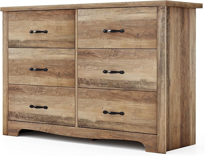 LINSY HOME 6 Drawers Dresser for Bedroom, Modern Farmhouse Storage Dresser - Image 7
