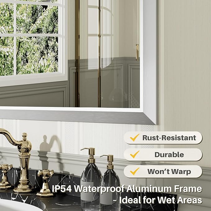 40x30 Inch Silver Bathroom Mirror - Image 3