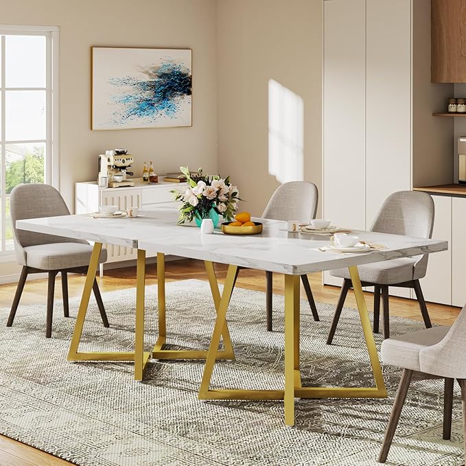 Tribesigns Square Dining Table for 6, 31.5" Modern Dinner Table by Tribesigns