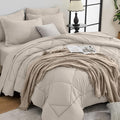 HEVUMYI Beige Tan King Comforter Set by HEVUMYI