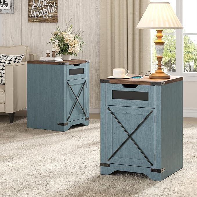 Farmhouse End Table Set of 2 by FiveWillowise