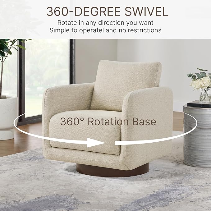 Modern Swivel Accent Chair, 360° Rotating Round Barrel Armchair - Image 4
