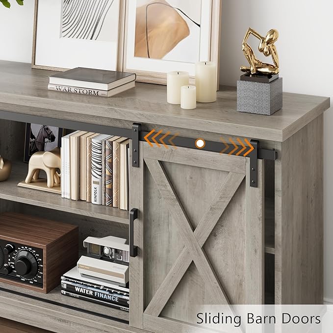 CABIHOME Farmhouse Tv Stand for 65 Inches TVs, Entertainment Center - Image 4