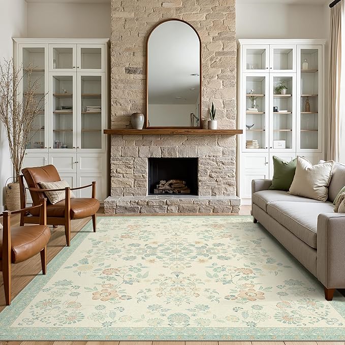 GENIMO 8x10 Area Rugs for Living Room, Machine Washable Non Slip Vintage Rugs - Image 2