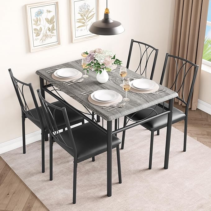 Dining Table Set for 4, Compact Kitchen Table by SLEKVERSA