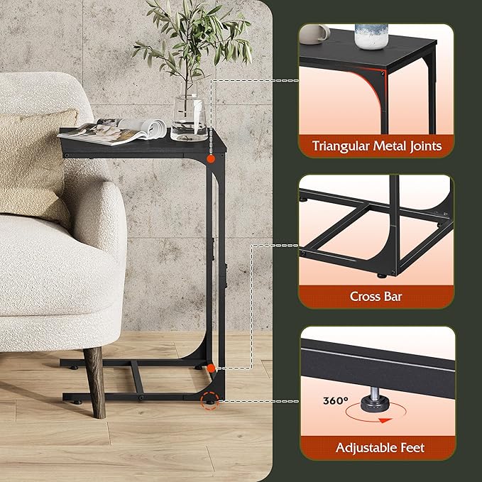 WLIVE C-Shaped End Table Set of 2, Small Couch Side Tables - Image 5