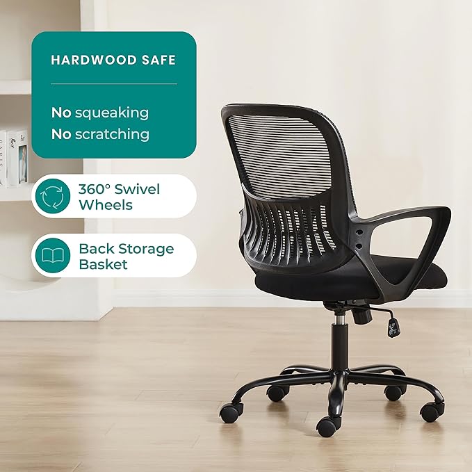 SMUG Office Computer Desk Chair, Ergonomic Mid-Back Mesh Rolling Work Swivel - Image 5